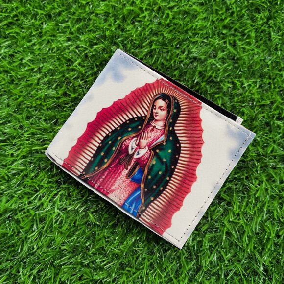 Virgin Mary Printed Leather Bifold Men’s Wallet, Slim, Durable Men's Wallet - Picture 5 of 6